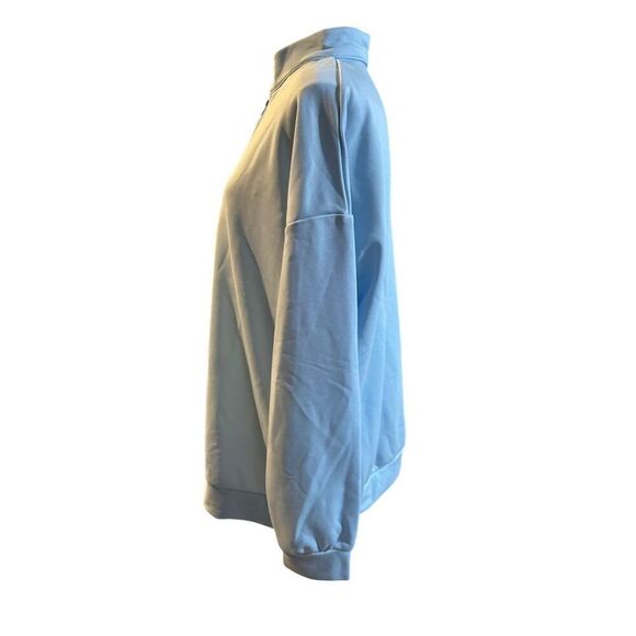 Women's Blue Relaxed Fit Half Zip Pullover Sweatshirt Size L Casual with pockets - Picture 3 of 12